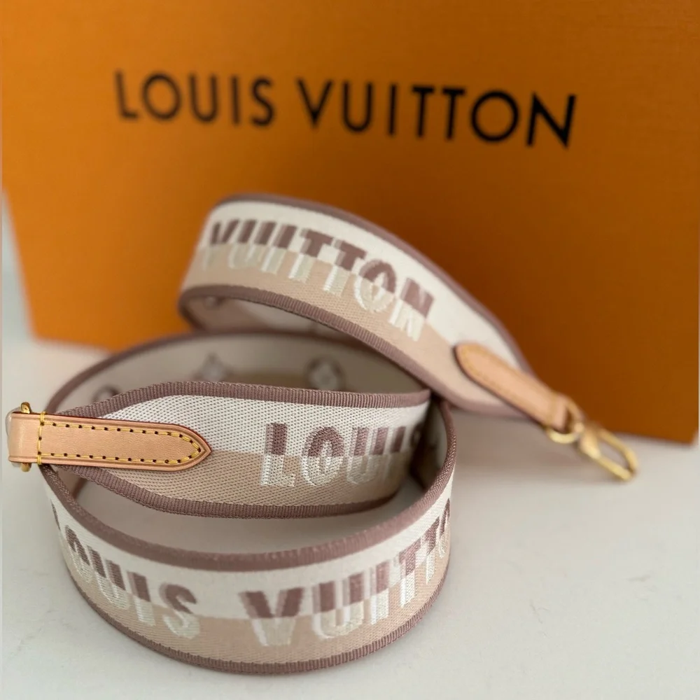 Louis Vuitton Jacquard Speedy Bandoulière 20 Shoulder Strap in Tan ~ NWOT 42” - Picture 1 of 9